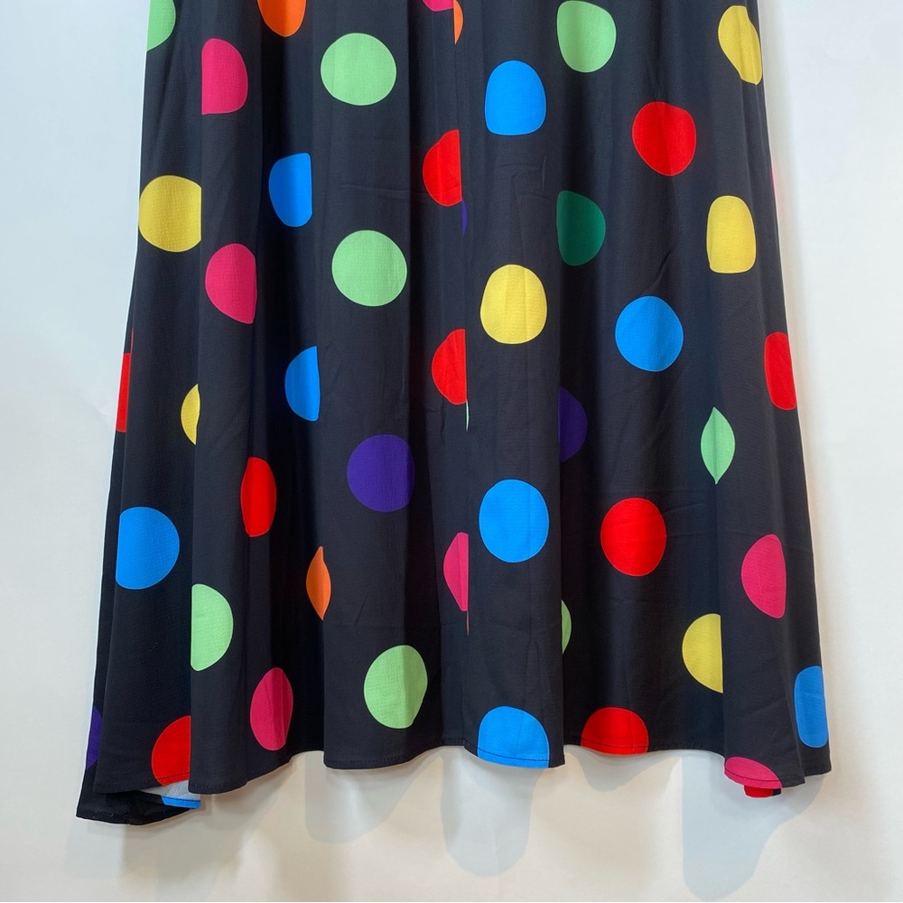 Little Party Dress Colorful Polka Dot Whimsical Maximalist Retro V Neck Size 10 - Picture 11 of 15